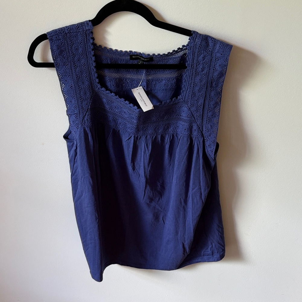 Banana Republic Blue Lace Trim Blouse